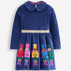 NWOT Mini Boden Velour Appliqué Dress